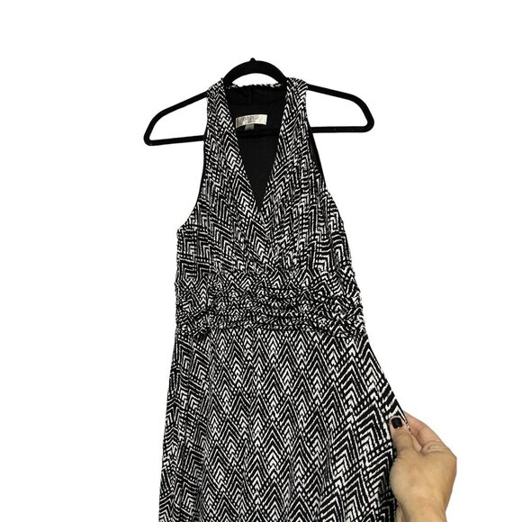 Kasper Women's Maxi‎ Dress Sleeveless V-Neck Geometric Black White Size 14 NWT - Picture 5 of 6